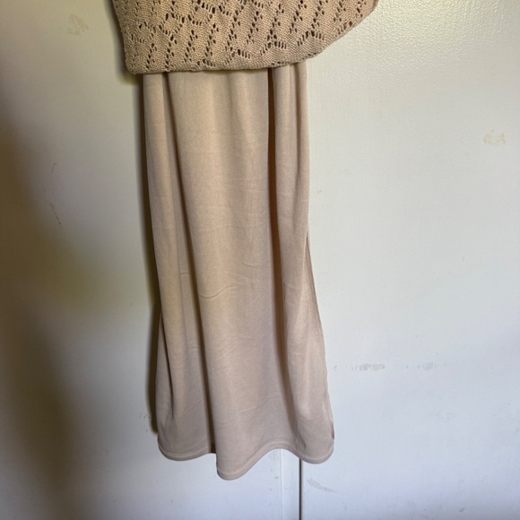 Freshman 1996 Beige Stretchy Crochet Knit Midi Dress Sleeveless Size XS‎ - Picture 6 of 12